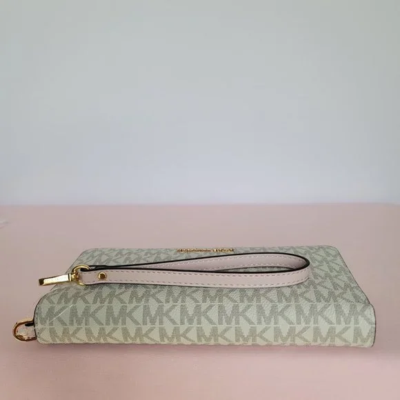 MICHAEL KORS Signature Logo Jet Set Travel Continental Wallet/Wristlet-P. Blush⭐